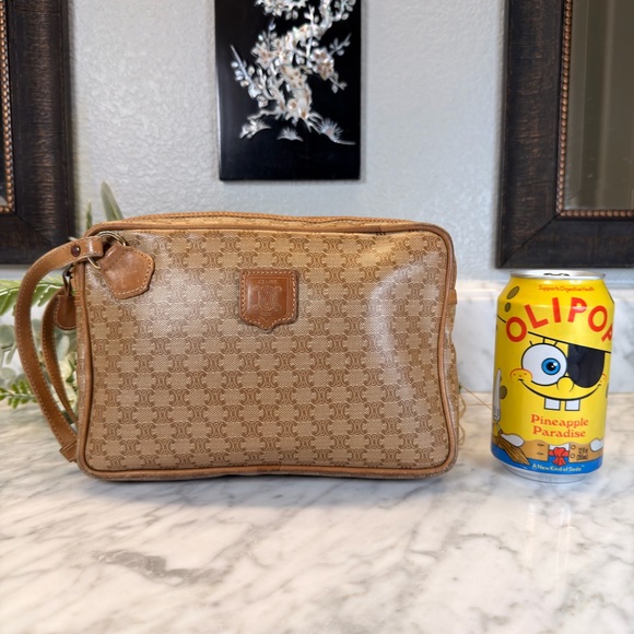 Celine Tan and Brown Monogram Clutch/Cosmetic Bag EUC - Picture 6 of 6